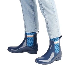 COACH Rivington Rain Bootie Blue Size 6 --STUNNING!!!